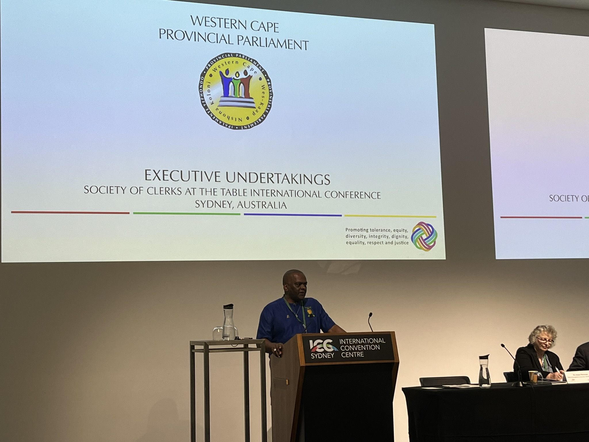 SOCATT Sydney 2024 delegate Romeo Adams, Clerk, Western Cape Provincial Parliament, South Africa, addressing attendees